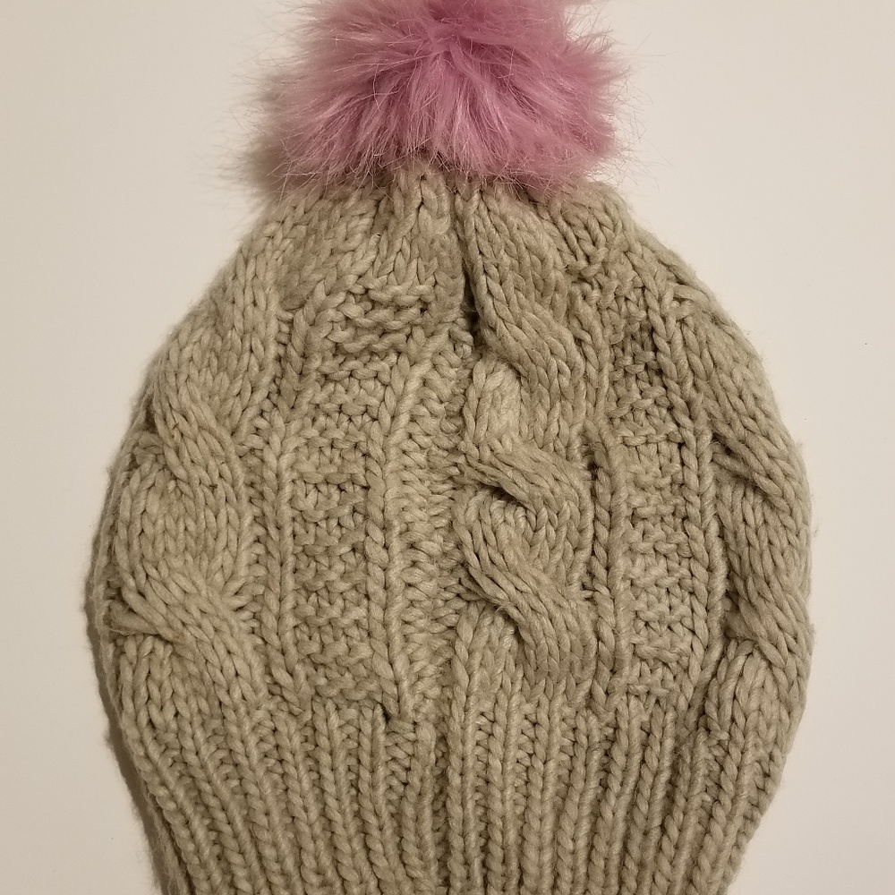 Aerie Knit Beanie with Pink Puffball